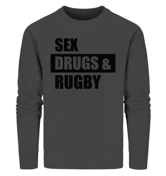 N.O.S.W. BLOCK Fanblock Sweater "SEX, DRUGS & RUGBY" Männer Organic Sweatshirt anthrazit