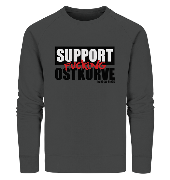 N.O.S.W. BLOCK Fanblock Sweater "SUPPORT FUCKING OSTKURVE" Männer Organic Sweatshirt anthrazit