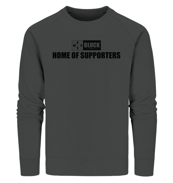 N.O.S.W. BLOCK Hoodie "HOME OF SUPPORTERS" Männer Organic Sweatshirt anthrazit