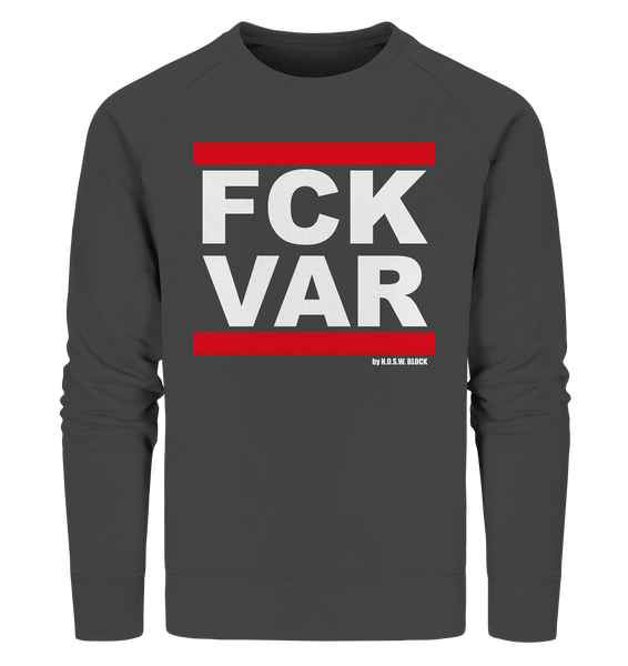 N.O.S.W. BLOCK Fanblock Sweater "FCK VAR" Männer Organic Sweatshirt anthrazit