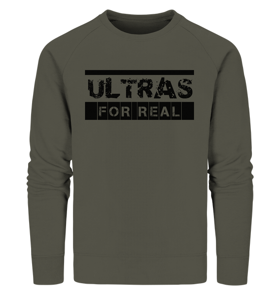 N.O.S.W. BLOCK Ultras Sweater "ULTRAS FOR REAL" beidseitig bedrucktes Männer Organic Sweatshirt khaki