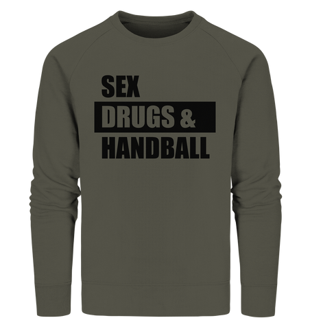 N.O.S.W. BLOCK Fanblock Sweater "SEX, DRUGS & HANDBALL" Männer Organic Sweatshirt khaki