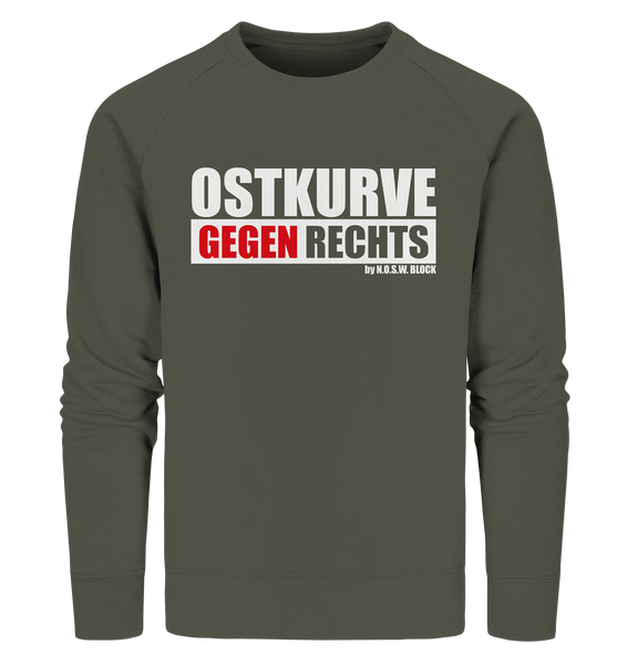 N.O.S.W. BLOCK Gegen Rechts Sweater "OSTKURVE GEGEN RECHTS" Männer Organic Sweatshirt khaki