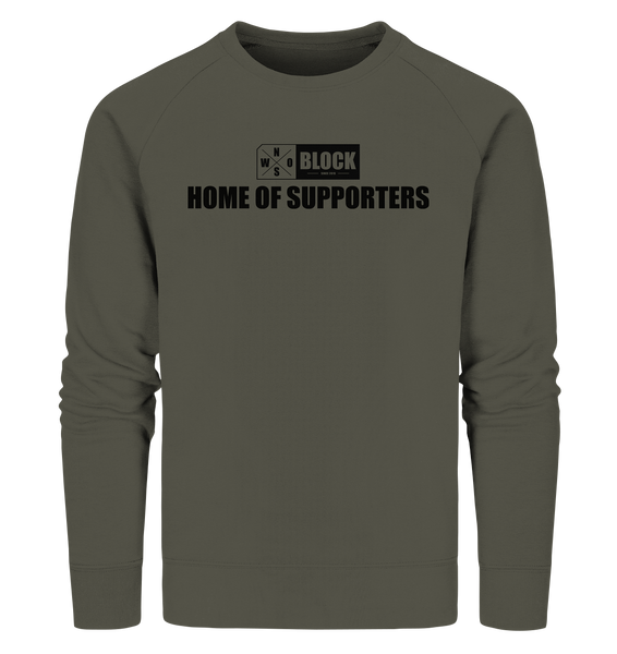 N.O.S.W. BLOCK Hoodie "HOME OF SUPPORTERS" Männer Organic Sweatshirt khaki