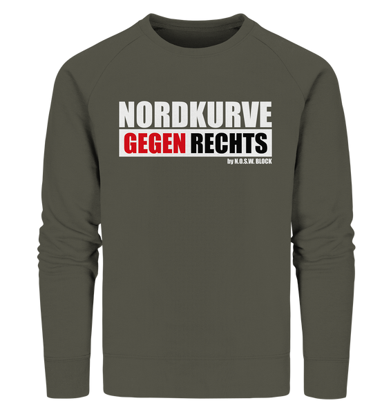 N.O.S.W. BLOCK Gegen Rechts Sweater "NORDKURVE GEGEN RECHTS" Männer Organic Sweatshirt khaki
