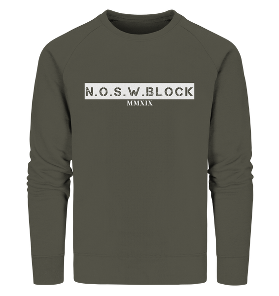 N.O.S.W. BLOCK Sweater "MMXIX" Männer Organic Sweatshirt khaki