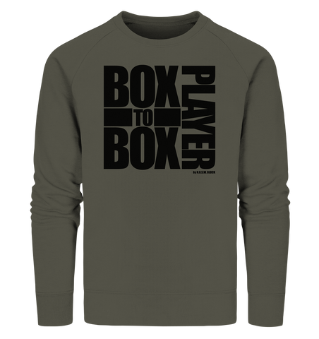 N.O.S.W. BLOCK Fanblock Sweater "BOX TO BOX PLAYER" Männer Organic Sweatshirt khaki