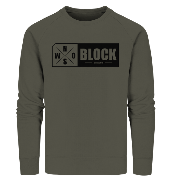 N.O.S.W. BLOCK Logo Sweater Männer Organic Sweatshirt khaki
