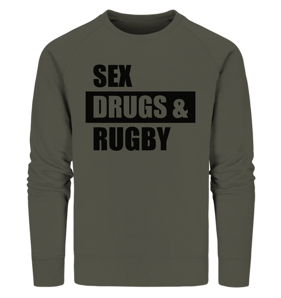N.O.S.W. BLOCK Fanblock Sweater "SEX, DRUGS & RUGBY" Männer Organic Sweatshirt khaki
