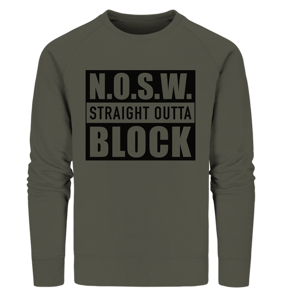 N.O.S.W. BLOCK Sweater "STRAIGHT OUTTA" Männer Organic Sweatshirt khaki
