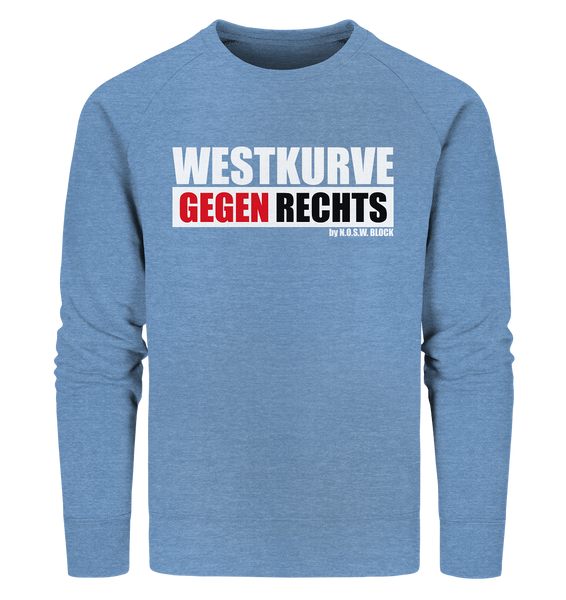 N.O.S.W. BLOCK Gegen Rechts Sweater "WESTKURVE GEGEN RECHTS" Männer Organic Sweatshirt mid heather blau