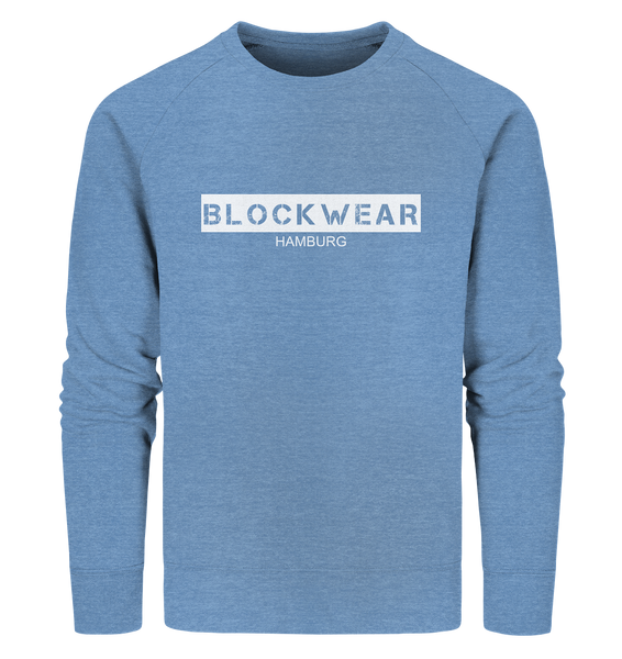 N.O.S.W. BLOCK Sweater "BLOCKWEAR HAMBURG" Männer Organic Sweatshirt mid heather blau