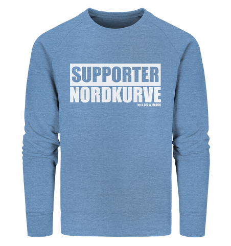 N.O.S.W. BLOCK Fanblock Sweater "SUPPORTER NORDKURVE" Männer Organic Sweatshirt mid heather blau