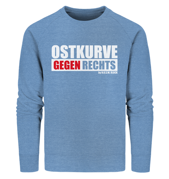 N.O.S.W. BLOCK Gegen Rechts Sweater "OSTKURVE GEGEN RECHTS" Männer Organic Sweatshirt mid heather blau