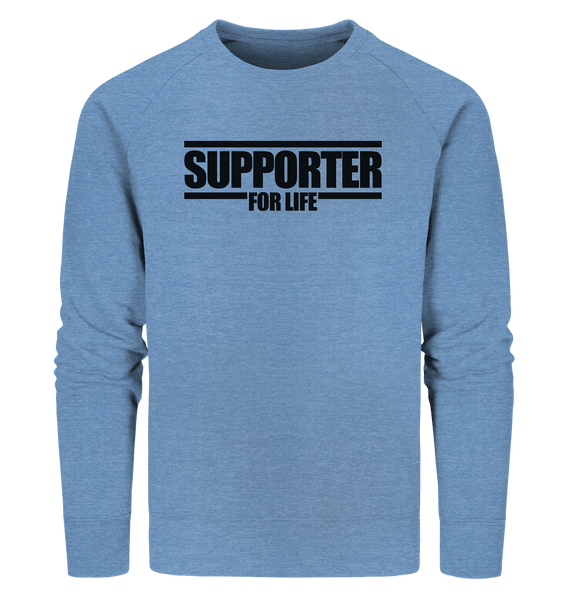 SUPPORTER Sweater "SUPPORTER FOR LIFE" Männer Organic Sweatshirt mid heather blau