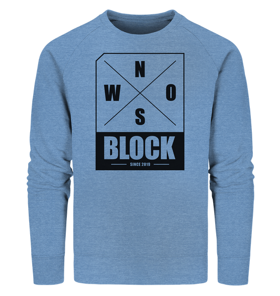 N.O.S.W. BLOCK Logo Männer Organic Sweatshirt mid heather blue