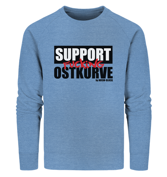 N.O.S.W. BLOCK Fanblock Sweater "SUPPORT FUCKING OSTKURVE" Männer Organic Sweatshirt blau