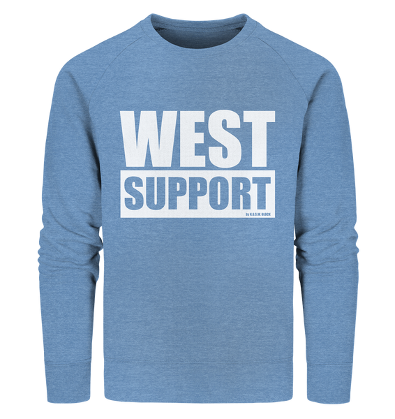 N.O.S.W. BLOCK Fanblock Sweater "WEST SUPPORT" Männer Organic Sweatshirt mid heather blau