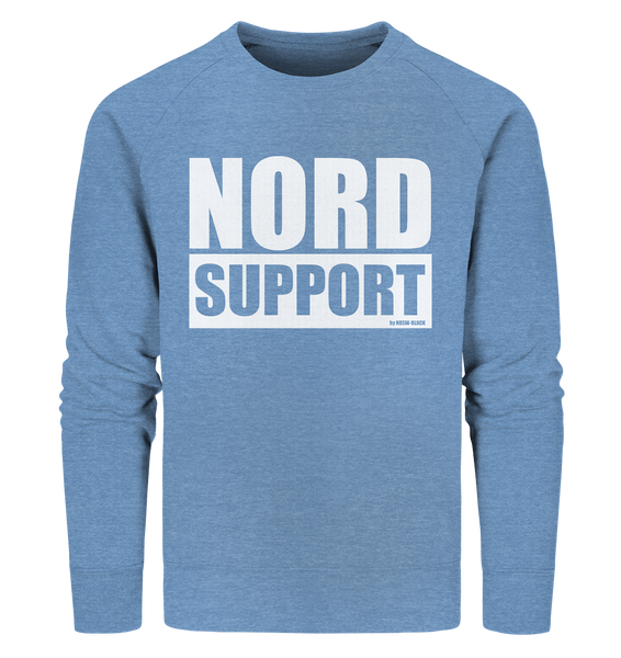 N.O.S.W. BLOCK Fanblock Sweater "NORD SUPPORT" Männer Organic Sweatshirt mid heather blau