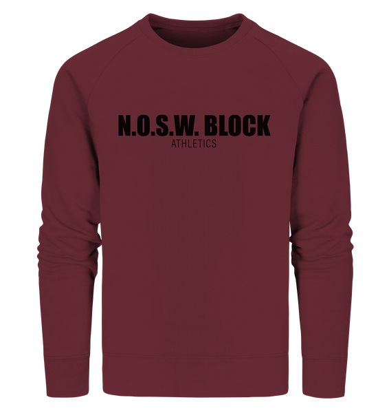 N.O.S.W. BLOCK Sweater "N.O.S.W. BLOCK ATHLETICS" Männer Organic Sweatshirt weinrot