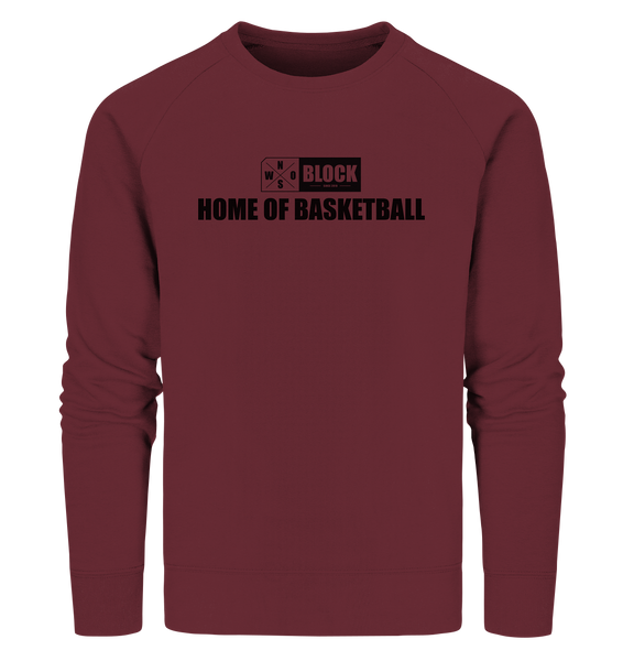 N.O.S.W. BLOCK Sweater "HOME OF BASKETBALL" Männer Organic Sweatshirt weinrot