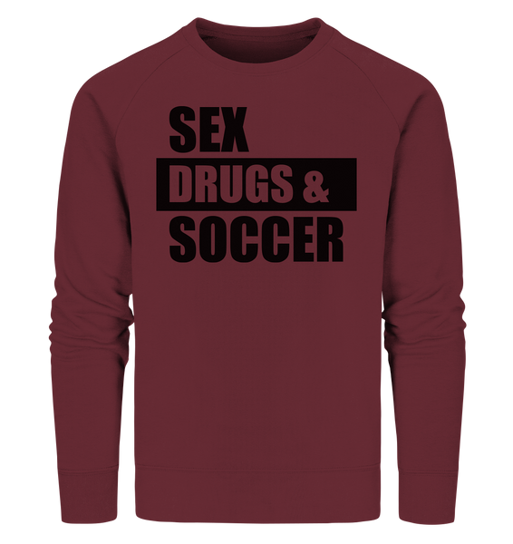 N.O.S.W. BLOCK Fanblock Sweater "SEX, DRUGS & SOCCER" Männer Organic Sweatshirt weinrot