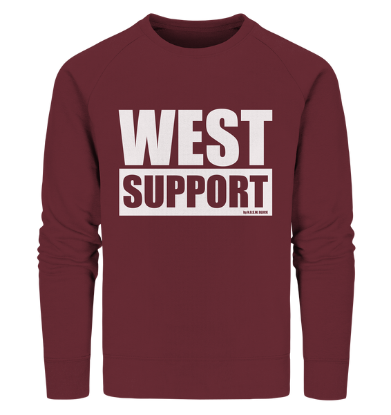 N.O.S.W. BLOCK Fanblock Sweater "WEST SUPPORT" Männer Organic Sweatshirt weinrot