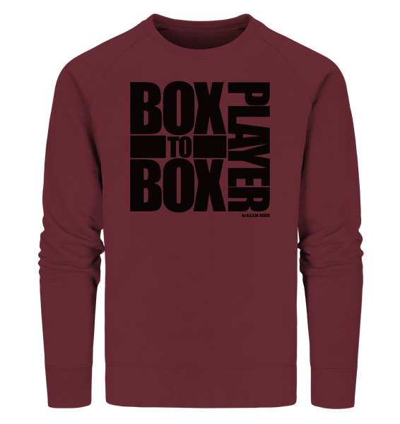 N.O.S.W. BLOCK Fanblock Sweater "BOX TO BOX PLAYER" Männer Organic Sweatshirt weinrot