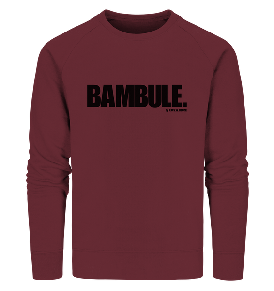 N.O.S.W. BLOCk Fanblock Sweater "BAMBULE." Organic Sweatshirt weinrot