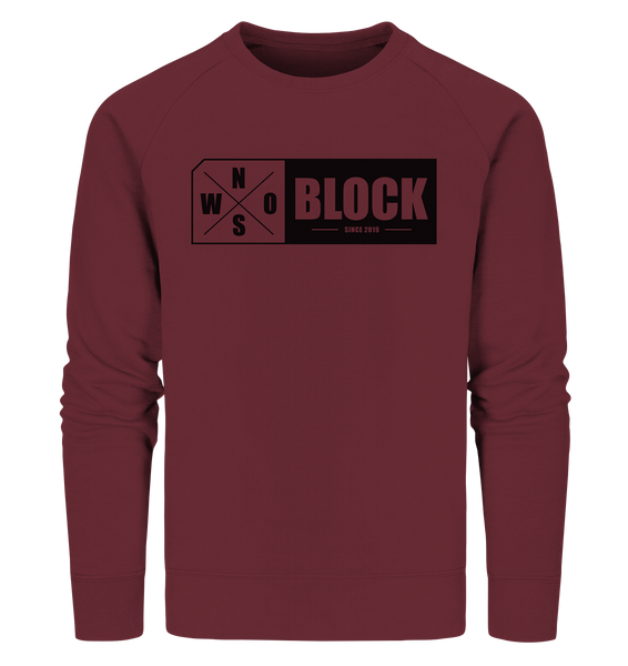 N.O.S.W. BLOCK Logo Sweater Männer Organic Sweatshirt weinrot