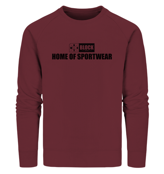 N.O.S.W. BLOCK Sweater "HOME OF SPORTWEAR" Männer Organic Sweatshirt weinrot