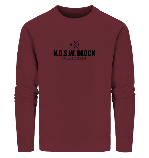N.O.S.W. BLOCK Sweater "CREW NULL40" Männer Organic Sweatshirt weinrot