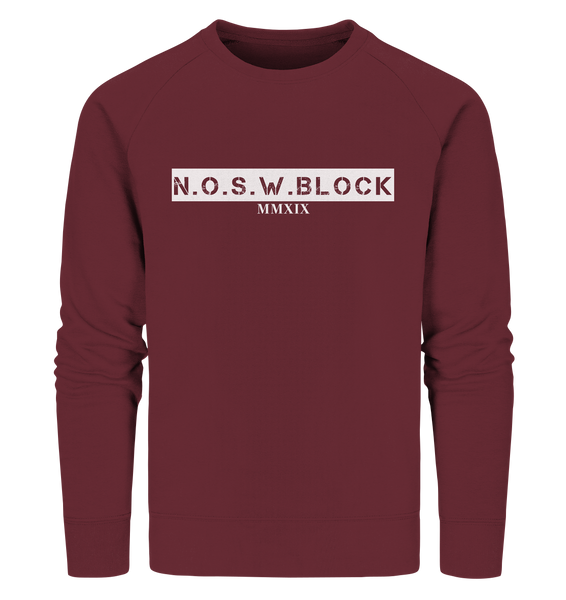 N.O.S.W. BLOCK Sweater "MMXIX" Männer Organic Sweatshirt weinrot