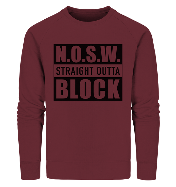 N.O.S.W. BLOCK Sweater "STRAIGHT OUTTA" Männer Organic Sweatshirt weinrot