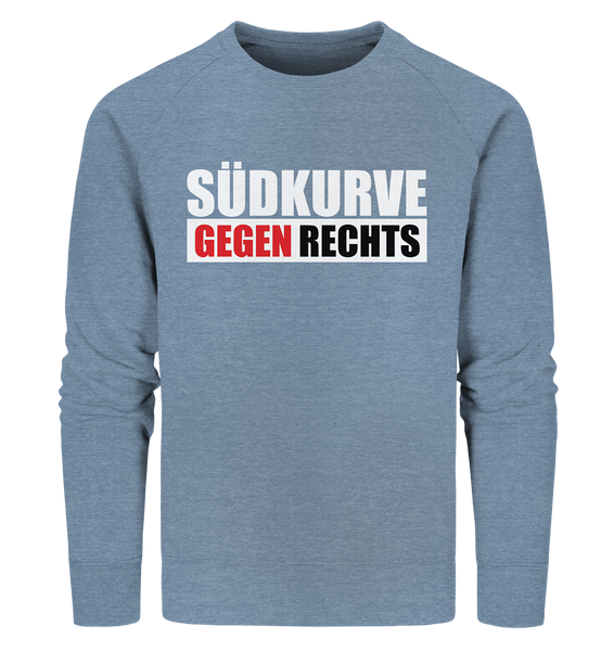 N.O.S.W. BLOCK Gegen Rechts Sweater "SÜDKURVE GEGEN RECHTS" Männer Organic Sweatshirt mid heather blue