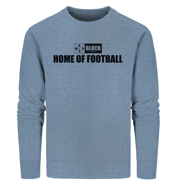 N.O.S.W. BLOCK Sweater "HOME OF FOOTBALL" Männer Organic Sweatshirt mid heather blau