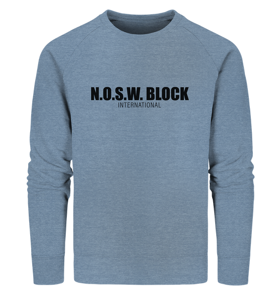 N.O.S.W. BLOCK Sweater "N.O.S.W. BLOCK INTERNATIONAL" Männer Organic Sweatshirt mid heather blau