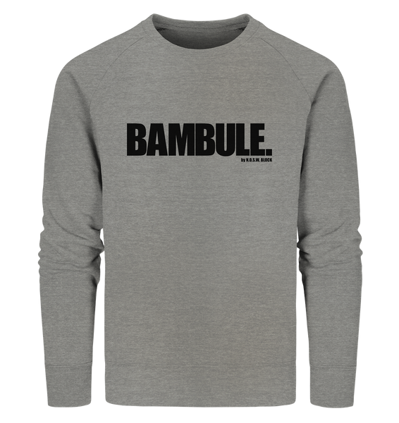N.O.S.W. BLOCk Fanblock Sweater "BAMBULE." Organic Sweatshirt mid heather grau
