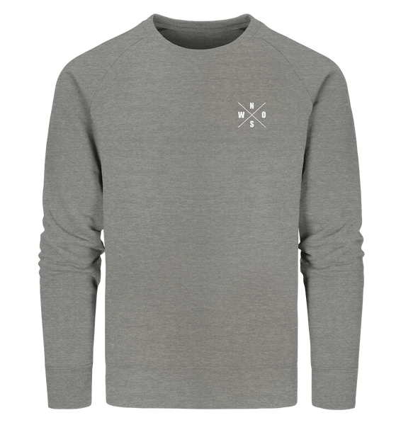 N.O.S.W. BLOCK Sweater "N.O.S.W. ICON" @ Front & Back Männer Organic Sweatshirt mid heather grau