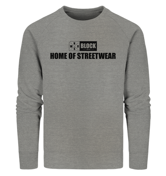 N.O.S.W. BLOCK Sweater "HOME OF STREETWEAR" Männer Organic Sweatshirt mid heather grau