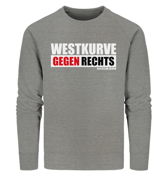 N.O.S.W. BLOCK Gegen Rechts Sweater "WESTKURVE GEGEN RECHTS" Männer Organic Sweatshirt mid heather grau