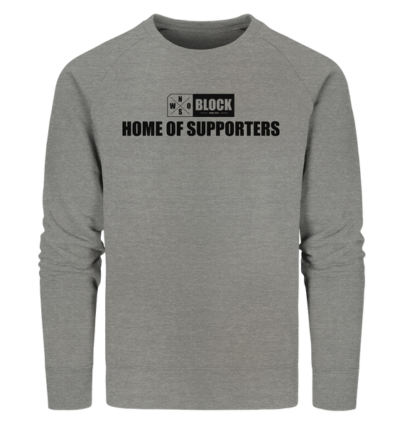 N.O.S.W. BLOCK Hoodie "HOME OF SUPPORTERS" Männer Organic Sweatshirt mid heather grau