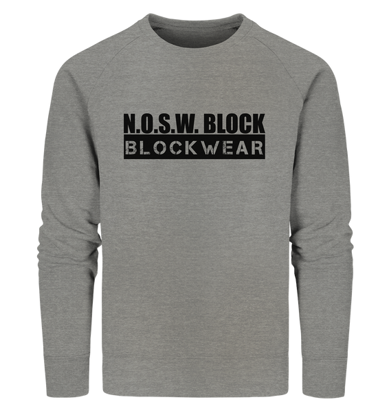 N.O.S.W. BLOCK Sweater "BLOCKWEAR" Männer Organic Sweatshirt mid heather grau
