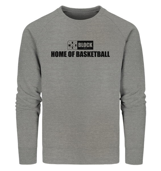 N.O.S.W. BLOCK Sweater "HOME OF BASKETBALL" Männer Organic Sweatshirt mid heather grau