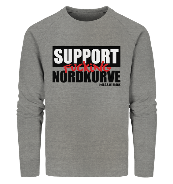 N.O.S.W. BLOCK Fanblock Sweater "SUPPORT FUCKING NORDKURVE" Männer Organic Sweatshirt mid heather grau