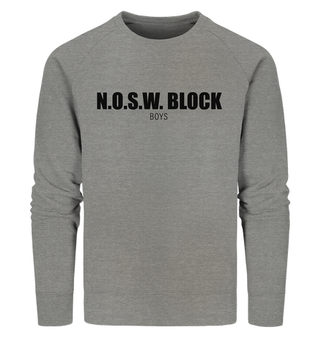 N.O.S.W. BLOCK Sweater "N.O.S.W. BLOCK BOYS" Männer Organic Sweatshirt mid heather grau