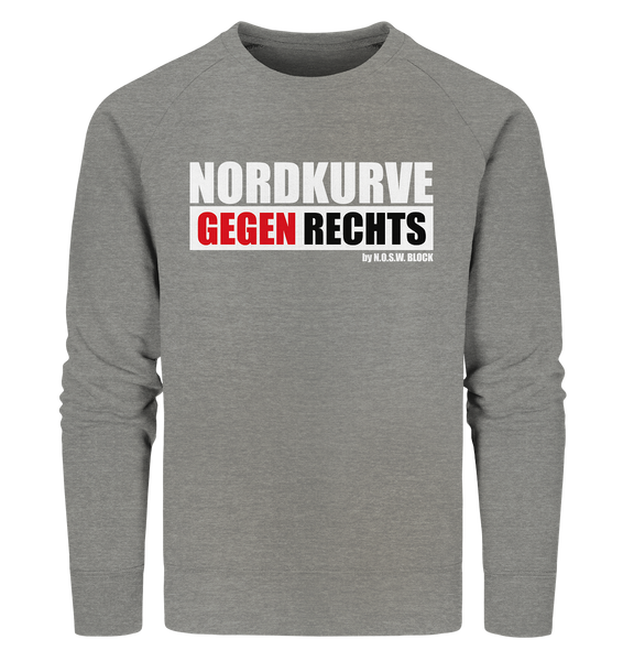N.O.S.W. BLOCK Gegen Rechts Sweater "NORDKURVE GEGEN RECHTS" Männer Organic Sweatshirt mid heather grau