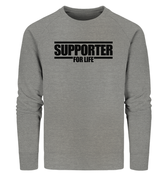 SUPPORTER Sweater "SUPPORTER FOR LIFE" Männer Organic Sweatshirt mid heather grau