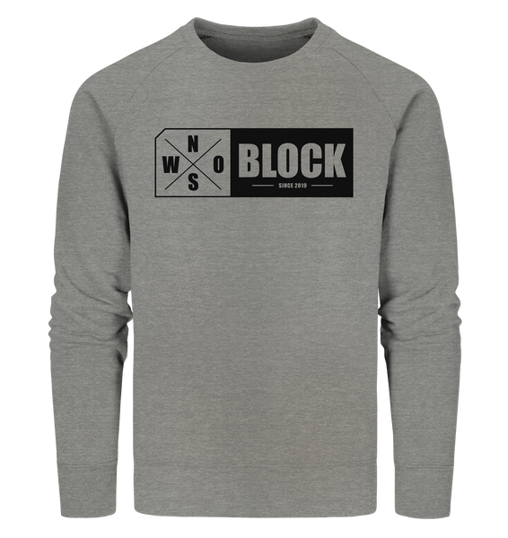 N.O.S.W. BLOCK Logo Sweater Männer Organic Sweatshirt mid heather grau