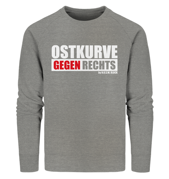 N.O.S.W. BLOCK Gegen Rechts Sweater "OSTKURVE GEGEN RECHTS" Männer Organic Sweatshirt mid heather grau